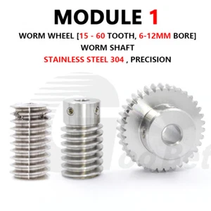 Module 1 Worm Gear Wheel Worm Shaft Stainless Steel 15 to 60 Tooth Precision 304 - Zdjęcie 1 z 15