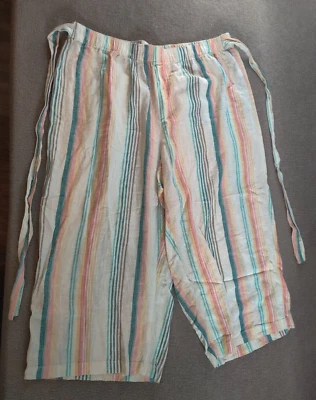 Pantalones campesinos recortados de pierna ancha a rayas ANA A New Approach 22W mezcla de lino 40x23 Foto 1 de 4