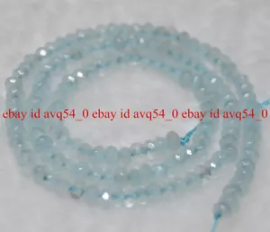 Faceted 2x4mm Natural Blue Aquamarine Abacus Rondelle Gemstone Loose Beads 15" - Picture 1 of 12