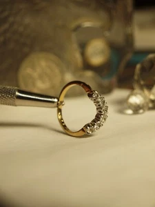 9K YELLOW & WHITE GOLD ETERNITY RING WITH CUBIC ZIRCONIA - Picture 1 of 11