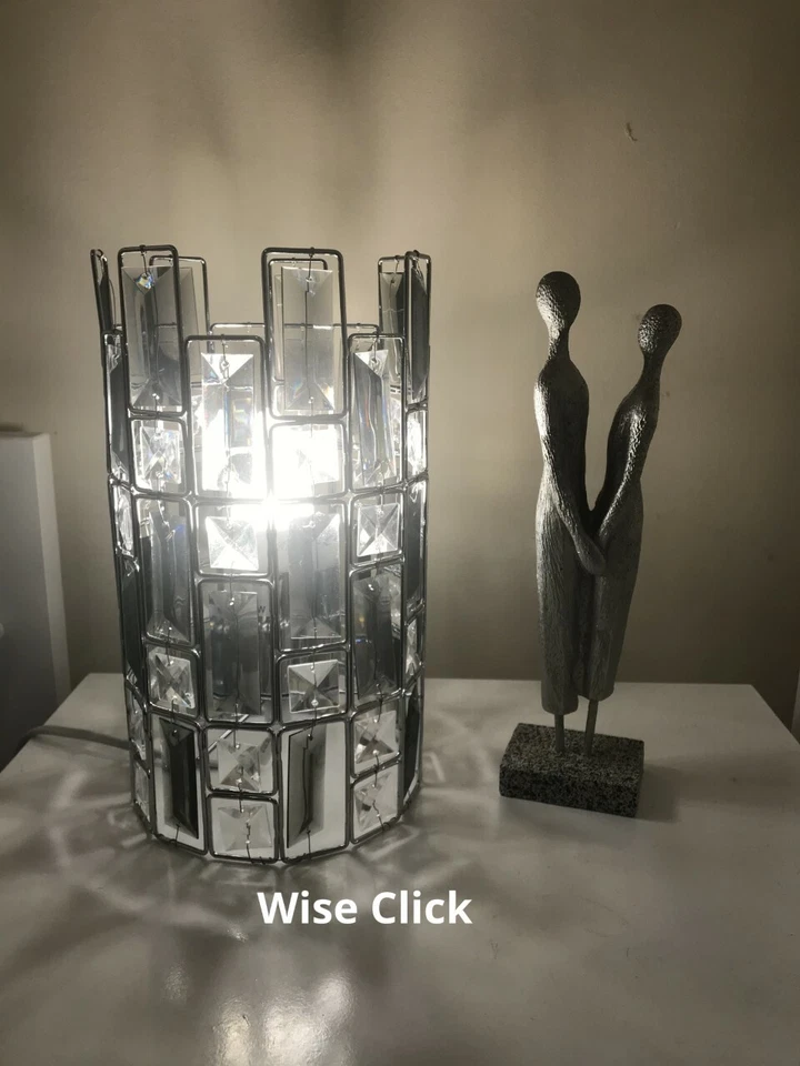 Stylish Two-tone Crystal Cylinder STUNNING Table Lamp Living Room Bedroom Deco