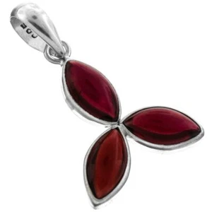 925 Sterling Silver 2.25ct Red Garnet Gemstone Pendant, 1 1/16" - Picture 1 of 2
