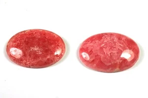 Two Calibrated RHODOCHROSITE Cabs (Lot #12) 25x18 Ov Top Pink Color - Picture 1 of 1
