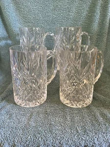 4 Hand Crafted Lead Crystal Beer Mugs 5.5 Inch Tall - Picture 1 of 3