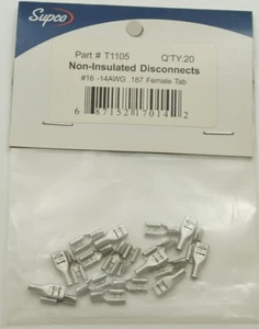 T1105 - Supco 20er-Pack nicht isolierte Trennschalter, 16-14 AWG 3/16" (0,187") - Bild 1 von 2