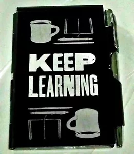Wellspring Flip Note w/ Pen - Keep Learning 1767 Pad Paper Black Coffee Metal - Picture 1 of 3