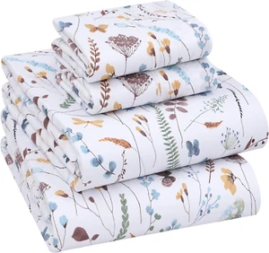 100% Cotton Full Size Bed Sheets, 4 Pieces, Soft & Breathable Percale Weave Bedd - Picture 1 of 9