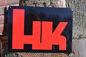 HK Heckler & Koch FIRE ARM GUN SHOP INSEGNA 45 VP9 USP MR LOGO PUBBLICITARIO - Foto 1 di 5