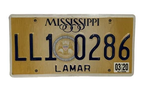 Mississippi License Plate with Sticker โ LL1 0286 โ Mississippi Great Seal - Picture 1 of 11