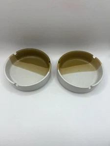 Pair of Tri-color MCM Stoneware Pottery Ashtrays 3 Notch 5” Mid-Century style. - Picture 1 of 6