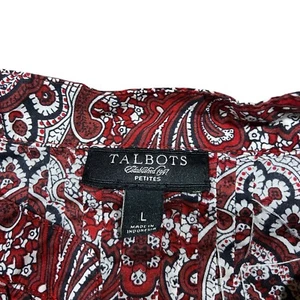 Camicia donna Talbots Petite Large 100% cotone paisley paillettes manica lunga taglia - Foto 1 di 5