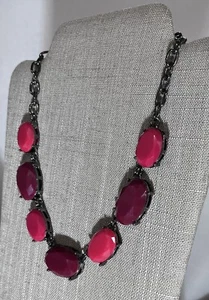 Chunky Stone Light & Dark Maroon Red Chain Necklace Premier Designs Jewelry - Picture 1 of 4