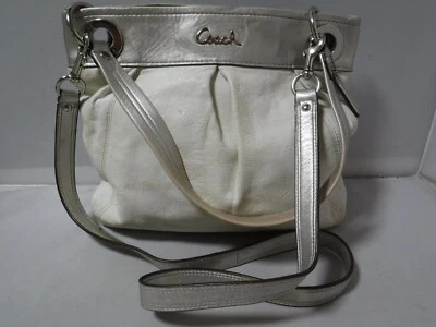 Bolso de Hombro COACH Ashley F17605 en Cuero Genuino "Blanco y Plateado" Bandolera Foto 1 de 4