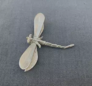 Vintage Signed Mexico 925 Sterling 2" Silver Lg 3D Dragonfly Brooch Pin 4 Wings - Picture 1 of 5