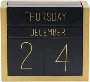 Wooden Perpetual Calendar Block Daily Desk Accessories for Office Decor (Black) - Picture 1 of 12