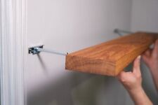Wooden oak shelf made of solid handmade with hidden fastening