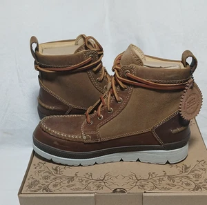 Nuovo con scatola! Stivali Manitobah Mukluks Mesa Moc Toe impermeabili in pelle da uomo taglia 8 marrone chiaro - Foto 1 di 19