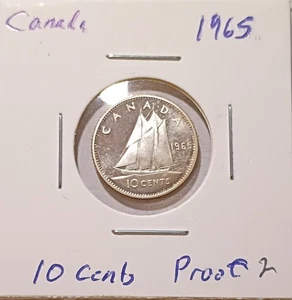 Canada 1965 10 Cents Dime Elizabeth II 2nd Portrait Silver Proof (2) - Picture 1 of 2