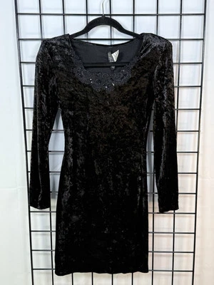 Vestido De Colección Y2K Terciopelo Aplastado S Para Mujer Negro Body Con Encaje Steampunk Bruja Foto 1 de 4