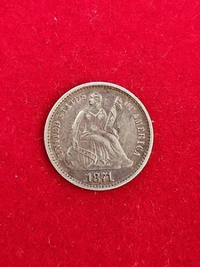 1871 Seated Liberty Silver Half Dime VF+ - Picture 1 of 4