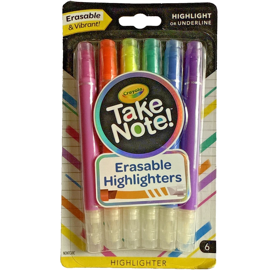 Crayola Take Note Erasable Highlighters School Supplies 6count