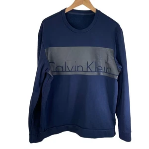 Calvin Klein Herren Crew Neck Logo Spellout Sweatshirt Navy Blau Freizeit Norm Core - Bild 1 von 7