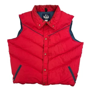 Gilet imbottito vintage Woolrich XL con bottoni rosso made in USA - Foto 1 di 14