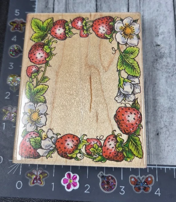 Penny Black Strawberry Frame 207K 1999 резиновый штамп дерево #A19 - Изображение 1 из 4