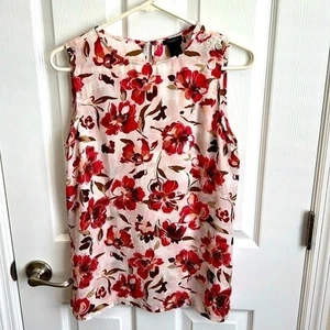 Ann Taylor Factory Floral Blouse Sleeveless Button Detail Ladies Top Small - Picture 1 of 8