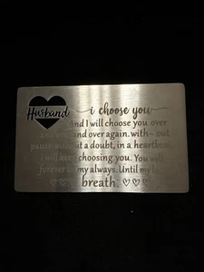 To My Husband Wallet Card, Engraved Metal Wallet Insert, Gift For Him (Lot# 415) - Picture 1 of 6