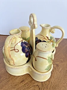 Set Vino Cruet illimitato da tavolo sale, pepe, olio, aceto e caddy NUOVO ALTRO - Foto 1 di 14