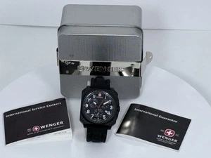 Wenger Aerograph Cockpit Watch Men 42mm Black Date Swiss Made New Battery - Picture 1 of 14