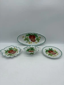 Lot of 4 Antique SAXE Charles Ahrenfeldt Austria Porcelain Set Painted Tomatoes - Picture 1 of 20