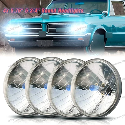 4x 5.75" INCH headlights HI/LO White DRL for Pontiac GTO Firebird 1964-1972 6K - Image 1 of 4