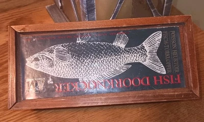 Antiguo llamador de puerta de latón macizo Koi trucha pez materiales auténticos con caja Foto 1 de 4