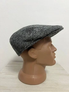 Men Asos Harris Tweed Flat Cap Hat Gray Wool Size M/L - Picture 1 of 7