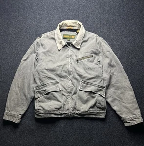 Vtg Timberland 2005 Weathergear Denim cotton green crop fit jacket men size L - Picture 1 of 19