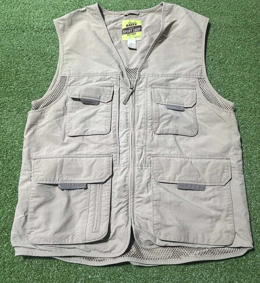 Vintage Eddie Bauer Fishing Hunting Vest Men's Medium Zip Outdoor Utility Cargo - Image 1 of 4