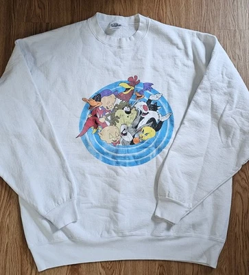 Suéter Vintage 1991 Looney Tunes Cast Cuello Redondo Fechado Acme Warner Bros - Talla XL Foto 1 de 4