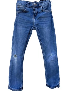 & Denim Boys Blue Jeans Size 4Y  Slim Fit Logo Rip Stretch - Picture 1 of 4