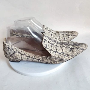 Cole Haan Snakeskin Leather Flat Loafers Size 8 Pointy Toe Slip On Python Cream - Picture 1 of 12