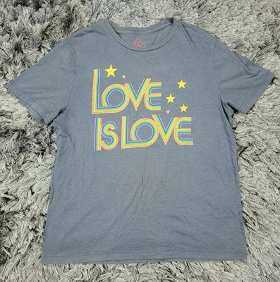 Camisa Bien Usada Para Hombres XL Gris Love Is Love Rainbow Pride Gráfico Camiseta Estrellas LGBT Foto 1 de 4