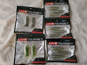 Icast 2019 Live Target Soft Plastics Slow Roll Shiner x 3 Packs & 2 Packs Frogs - Picture 1 of 4