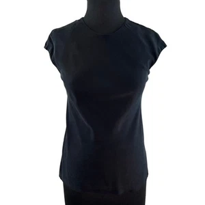 Camicetta senza maniche Judith & Charles nera 100% seta chiffon collo alto canotta 2 - Foto 1 di 7