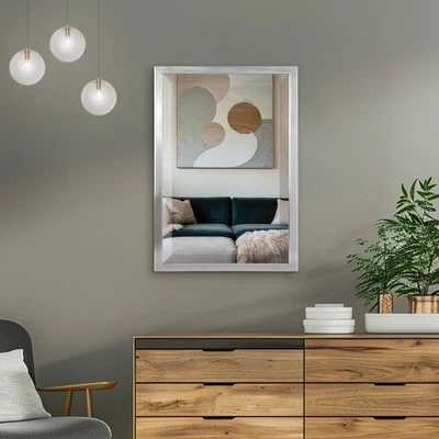 Brushed Nickel Bathroom Vanity Mirror, Beveled Stainless Steel Decorative Mir... - Image 1 of 4