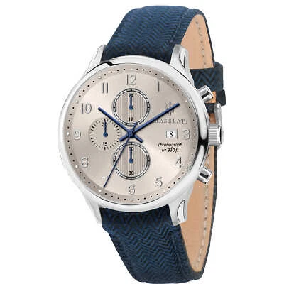 Orologio Uomo MASERATI GENTLEMAN R8871636004 Chrono Pelle Tessuto Blu Grigio - Immagine 1 di 2