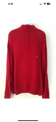 NWT Mens M RALPH LAUREN Chaps Pullover XMAS Sweater Jumper Zip Red Holiday $80 - Image 1 of 4