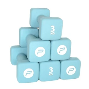 Pure2Improve 6 pesas de neopreno 3,0 kg azul claro entrenamiento de fuerza resistencia - Imagen 1 de 5