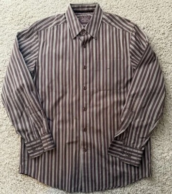 Men’s Tommy Bahama Indigo Palms Brown Striped Button Down Shirt Size M - Image 1 of 4