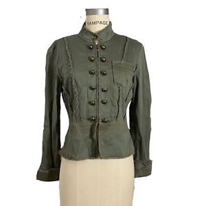AC-3998 women's green military utility style jacket sz medium